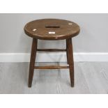 ANTIQUE SOLID OAK STOOL