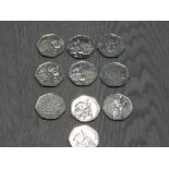 COLLECTION OF 10 COLLECTABLE 50 PENCE PIECES