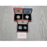 3 ROYAL MINT SILVER PROOF COIN SETS COMPRISING 1886 SCOTTISH £2 1990 TWIN 5P SET AND 1994 £2