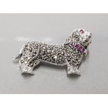 STERLING SILVER DACHSUND BROOCH SET WITH MARCASITES GROSS 9.7G