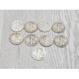 9 USA SILVER EAGLE HALF DOLLARS ALL DIFFERENT DATES COMPRISING 1935 1937 1939 1941 1943 1944 AND