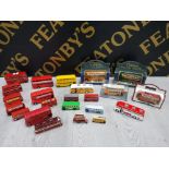 COLLECTION OF DIECAST BUS VEHICLES INCLUDING DINKY TOYS, CLASSIC DOUBLE DECKER, DAYS GONE AND