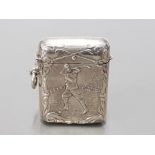 SILVERVESTA VASE WITH EMBOSSED GOLFER IMAGE 22.6G