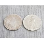 2 USA SILVER $1 LIBERTY COINS 1922 AND 1923 GOOD CONDITION