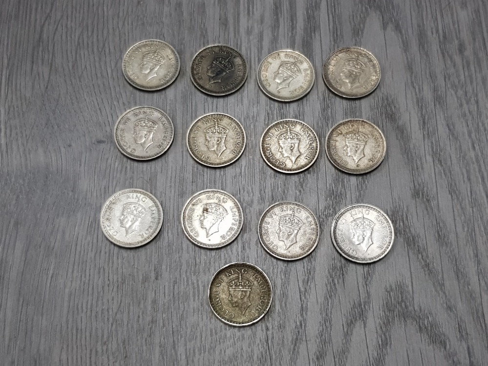 13 PRE 1945 SILVER INDIA 1/4 RUPEE COINS - Image 2 of 2