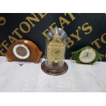 BIG BEN DOME CLOCK TOGETHER WITH WOODEN MANTLE CLOCK TOGETHER WITH ONE OTHER MANTLE CLOCK
