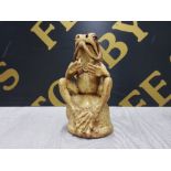 JOHN TURRELL STUDIO POTTERY FIGURE OF A FROG SITTING ON A SMALL SHELL WEARING AQUALUNG A/F
