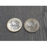 UK BRITANNIA SILVER ONE OUNCE COINS 1999 AND 2002