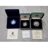 3 ROYAL MINT UK SILVER PROOF PIEDFORTS COMPRISING 5P 1990 10P 1992 AND 20P 1982 ALL IN ORIGINAL