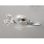 LARGE SILVER PLATED PAPER CLIP IN THE FORM OF A DUCKS HEAD