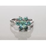 SILVER 7 STONE ZIRCON CLUSTER RING SIZE O GROSS 3.1G