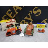 3 RARE DIECAST VEHICLES INCLUDES DINKY TOYS DIESEL ROLLER, DINKY SUPERTOYS HEAVY TRACTOR AND