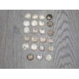 23 THREEPENCE PIECES TO INCLUDE A GEORGE IIII 1836 6 GEORGE V 2 VICTORIAN 1882 AND 1890 AND A