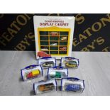COLLECTION OF OXFORD DIECAST VEHICLES IN BOX AND A GLASS FRONTED DISPLAY CABINET AS NEW