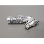 A SILVER PLATED HORSE SHAPED WALKING CANE HANDLE
