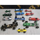 COLLECTION OF DIECAST RACING CARS INCLUDES CORGI, DINKY AND BRUMM ETC