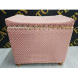 UPHOLSTERED STORAGE BOX WITH BRASS STUDDED DECORATION