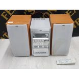 JVC HI-FI SYSTEM WITH TAPE DECK AND CD PLAYER AND REMOTE