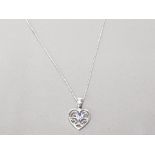 SILVER AND TANZANITE HEART PENDANT ON SILVER CHAIN 1.8G