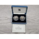 UK ROYAL MINT SILVER PROOF TWO PIECE COIN SET IN ORIGINAL CASE WITH CERTIFICATE