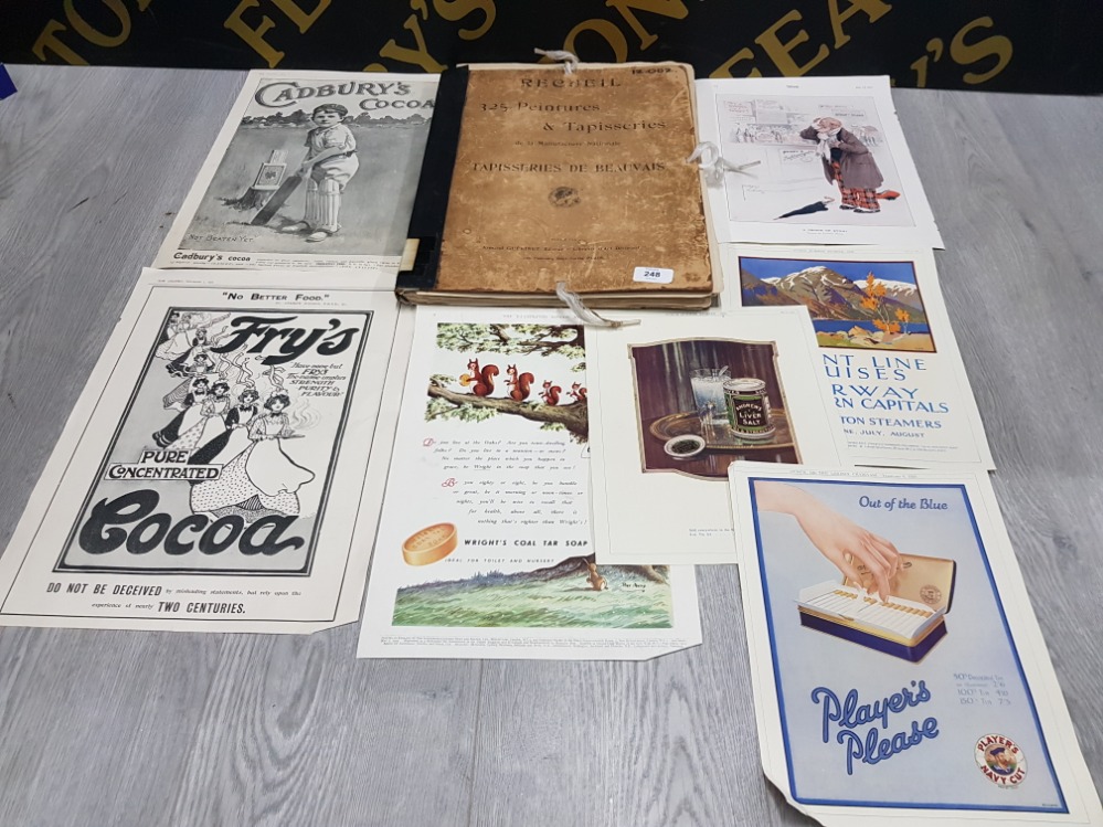 MUSIC PROGRAM FEATURING THE BEATLES AND A COLLECTION OF ADVERTISING PRINTS INCLUDING CADBURYS COLA
