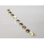 SMOKEY QUARTZ AND CZ SILVER GILT BRACELET 23.2G