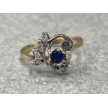 YELLOW GOLD SAPPHIRE AND DIAMOND RING SIZE P 3G