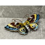 VINTAGE DAVID ANDERSEN BUTTERFLY BROOCH GUILLOCHE ENAMEL UNDAMAGED CONDITION 60MM