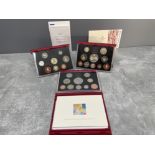3 ROYAL MINT PROOF YEARLY COINS SETS DELUX RED 1995 1997 AND 1998 ORIGINAL CASES AND CERTIFICATES