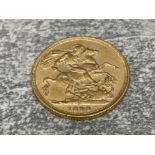 22CT GOLD 1899 FULL SOVEREIGN COIN STRUCK IN MELBOURNE