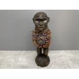 AFRICAN 19TH/20TH CENTURY NKISI VILL NKONDI FETTISH STATUE HUNCHBACKED FIGURE NAILS GLASS EYES AND