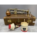 F E OLDS AND SONS TRUMPET 704149 WITH MOUTH PIECES AND OTHERS ITEMS