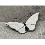 DAVID ANDERSEN 50MM WHITE SILVER GUILLOCHE ENAMEL BUTTERFLY