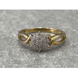 DIAMOND FLOWER HEAD STYLE RING SIZE O 1.8G