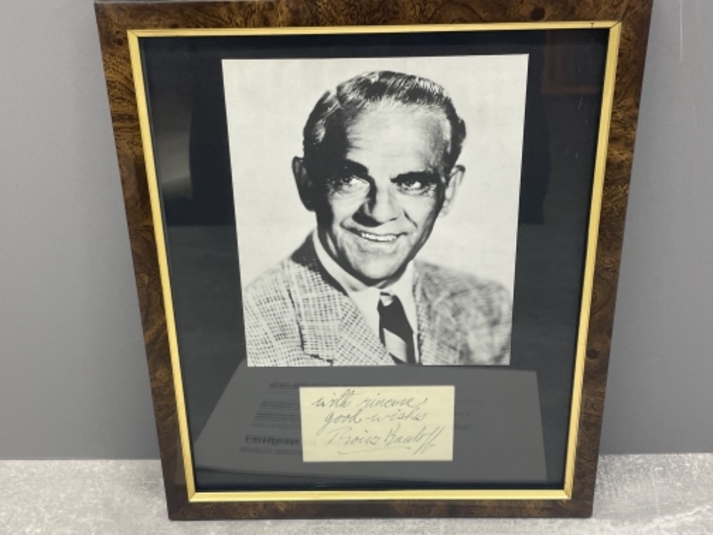 AUTOGRAPH BORIS KARLOFF ACTOR FAMOUS FOR HIS PORTRAYAL OF THE MONSTER FRANKENSTEIN FRAMED - Image 2 of 3