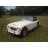 RARE 1957 AUSTIN HEALEY 100/6 BN4 IVORY WHITE 133 MILES WITH RED LEATHER INTERIOR , MINT CONDITION