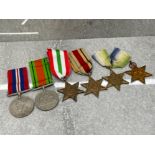 MEDALS WORLD WAR 2 DEFENCE AND WAR MEDAL 39/45 STAR ATLANTIC STAR ITALY STAR AFRICA STAR ALL