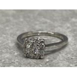 DIAMOND CLUSTER SOLITAIRE RING 9CT WHITE GOLD