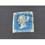 STAMPS GREAT BRITAIN 1840 2D BLUE CUT CLOSE TOO LEFT