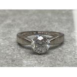 PLATINUM DIAMOND SOLITAIRE RING CLAW SET 1.25CT APPROX 3.3G SIZE J1/2