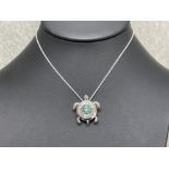 BLUE MOISSANITE TURTLE PENDANT IN STERLING SILVER 2.35CTS