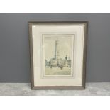 VICTOR NOBLE RAINBIRD 1887-1936 WATER COLOUR A PROCESSION BRUGES 34CMS X 23CMS SIGNED BOTTOM LEFT