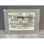 LEONARD LEN EVETTS 1909-1997 WATER COLOUR PORTPATRICK 19CMS X 28CMS SIGNED AND DATED ON VERSO