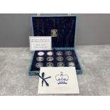 COINS ROYAL MINT 1996 THE QUEENS 70TH BIRTHDAY SILVER PROOF OF 12 COIN COLLECTION WITH ORIGINAL