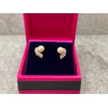 PAIR OF GOLD PEARL AND DIAMOND SET EARRINGS