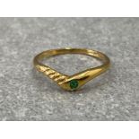 14CT GOLD EMERALD RING SIZE P 1.6G