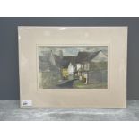LEONARD LEN EVETTS 1909-1997 WATER COLOUR LACOCK WILTSHIRE 17CMS X 26CMS SIGNED BOTTOM RIGHT AND
