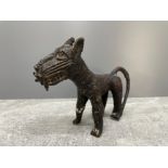 AFRICAN 20TH CENTURY BRONZE BENIN LEOPARD FIGURE 12CMS X 15CMS