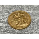22CT GOLD 1908 FULL SOVEREIGN COIN STRUCK IN PERTH