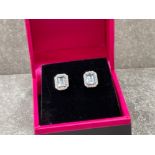 PAIR OF 9CT WHITE GOLD DIAMOND AND AQUAMARINE STUD EARRINGS 1.8CTS